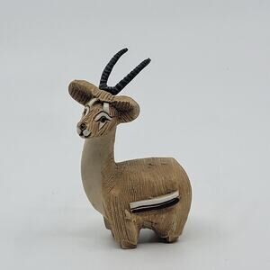 Vintage Artesania Rinconada Clay Pottery Long Horned Gazelle Antelope Figure